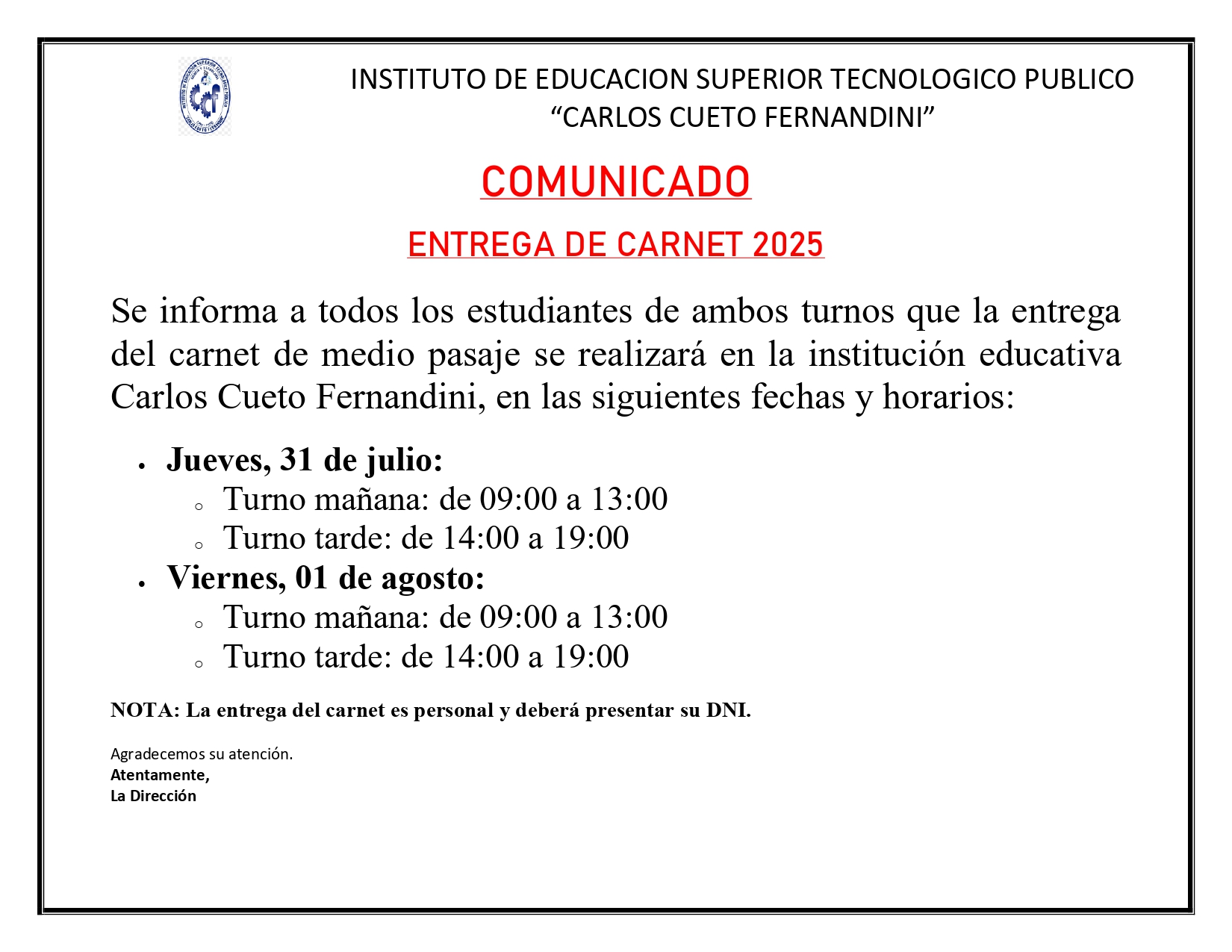 Comunicado